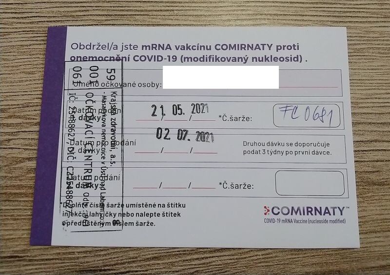 Potvrzení o očkování na Covid-19